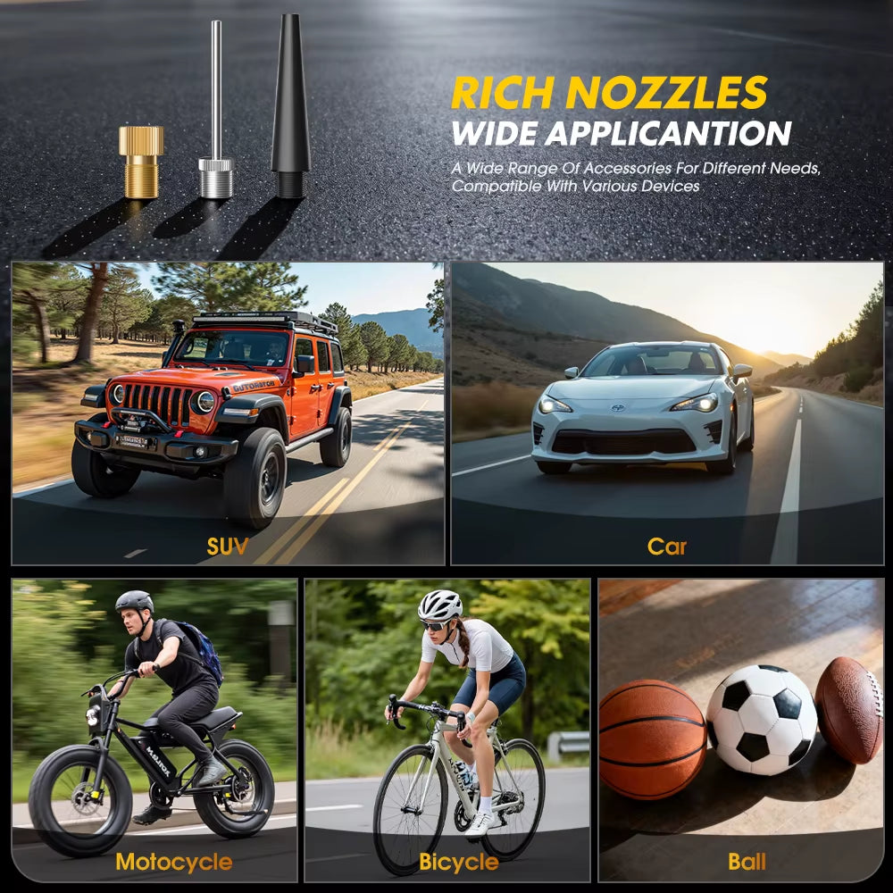 Rechargeable Tire Inflator Digital Cordless Car Tyre Inflator for Motocycle Bicycle Balls Portable Compressor Air Pump