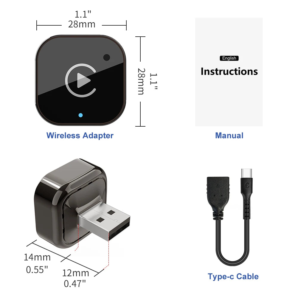 Kowankit 2In1 Wireless Carplay Adapter Android Auto Carplay Usb 2026 Plug & Play Car Dongle for Toyota Honda Ford Benz VW Nissan