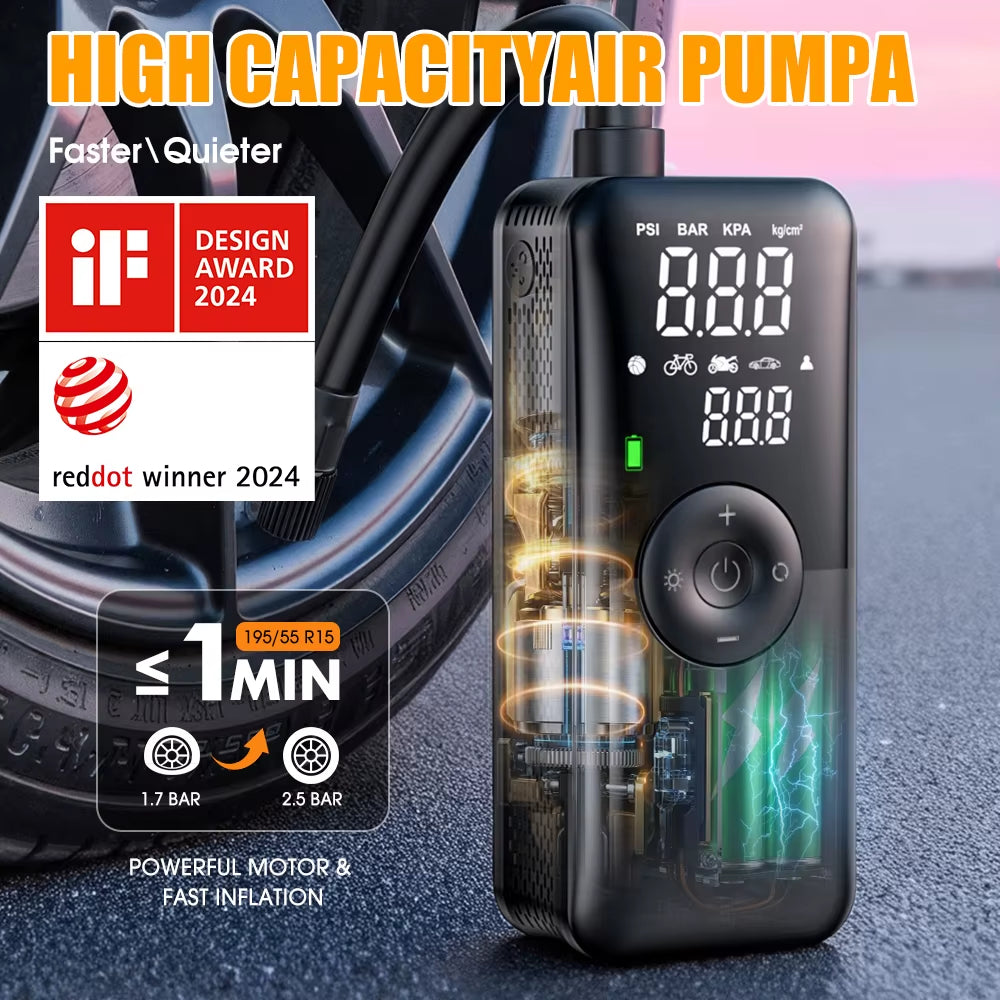 Rechargeable Tire Inflator Digital Cordless Car Tyre Inflator for Motocycle Bicycle Balls Portable Compressor Air Pump