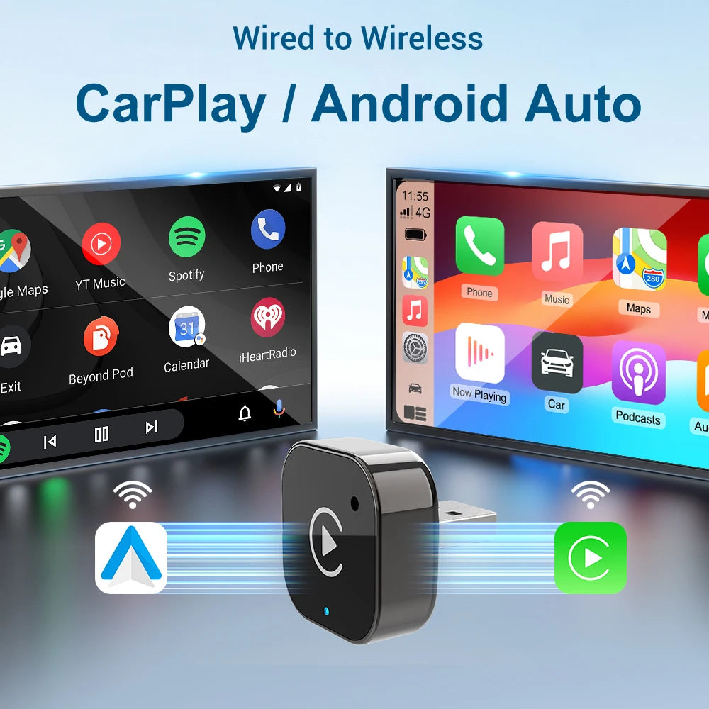 Kowankit 2In1 Wireless Carplay Adapter Android Auto Carplay Usb 2026 Plug & Play Car Dongle for Toyota Honda Ford Benz VW Nissan